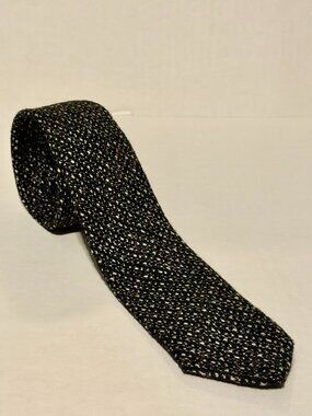 Ela'an Wool Donegal Tweed Slim Necktie Black Speckled 2.5” x 56”